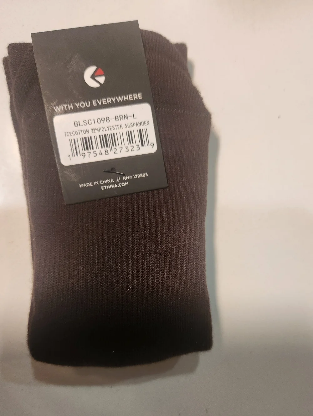 NWT Boy's ethika Brown Crew Socks with Yellow Logo